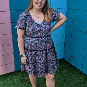 Wild Fable Purple Floral Peplum Dress